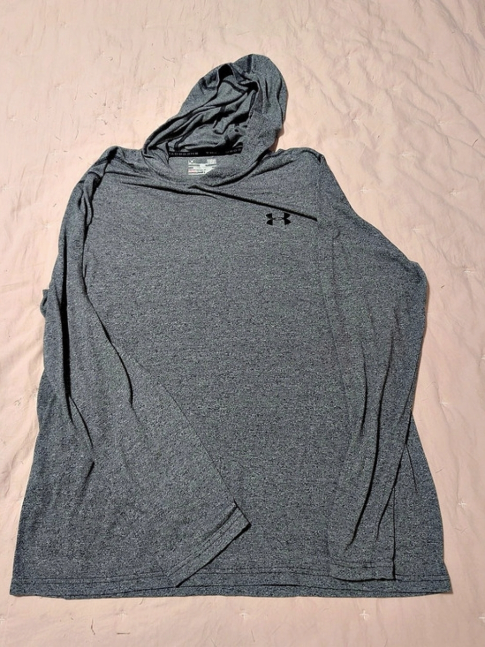 Under Armour Threadborne HeatGear Hooded Shirt Men's Gray Hoodie Size XL Like